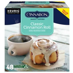 Cinnabon Classic Cinnamon Roll Keurig Single-Serve K-Cup Pods, Light Roast Coffee, Pack Of 48 Pods