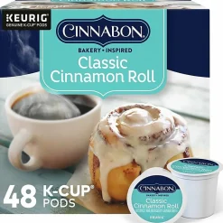 Cinnabon Classic Cinnamon Roll Keurig Single-Serve K-Cup Pods, Light Roast Coffee, Pack Of 48 Pods
