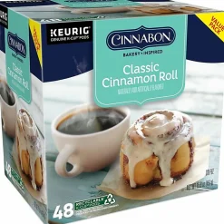 Cinnabon Classic Cinnamon Roll Keurig Single-Serve K-Cup Pods, Light Roast Coffee, Pack Of 48 Pods