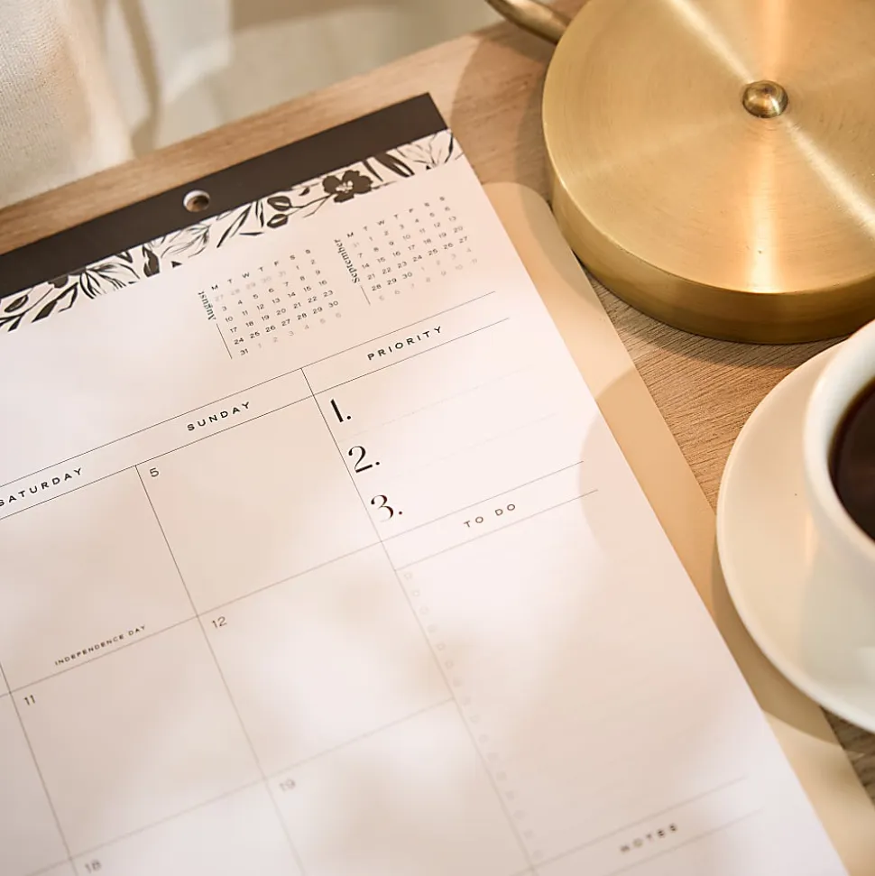 Citrine 12-Month Desk Calendar, 22” x 17”, Midnight Floral, July 2026 - June 2027, Total Qty 1