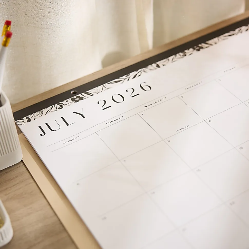 Citrine 12-Month Desk Calendar, 22” x 17”, Midnight Floral, July 2026 - June 2027, Total Qty 1