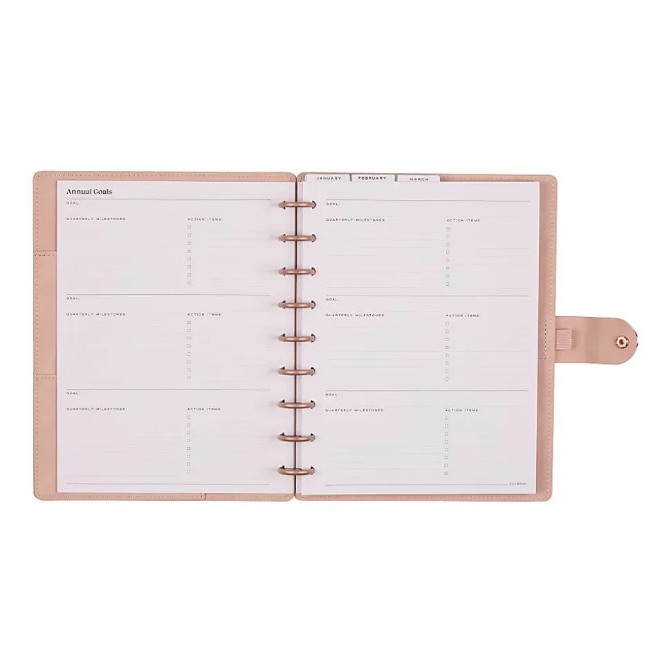2026 Citrine Monthly/Weekly Classic Disc Bound Planner, 7" x 9-1/4", Blush, January To December, PD0123C008