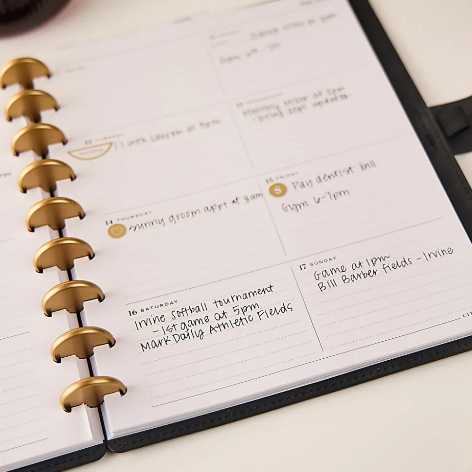2026 Citrine Monthly/Weekly Classic Disc Bound Planner, 7" x 9-1/4", Midnight, January To December, PD0123C001