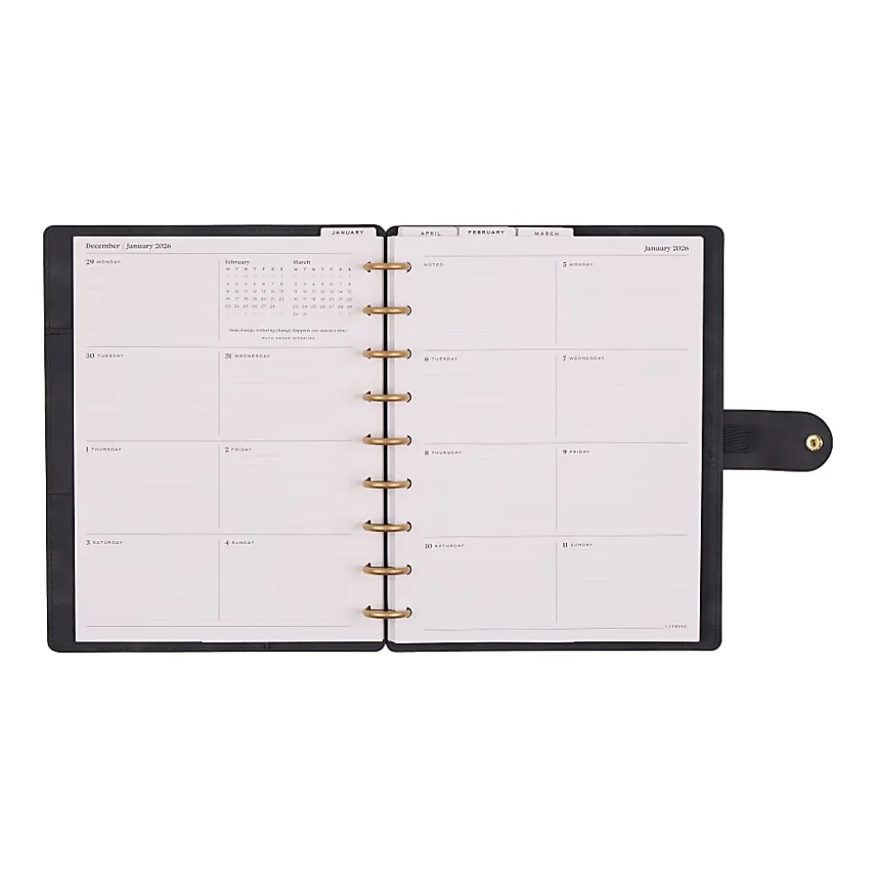 2026 Citrine Monthly/Weekly Classic Disc Bound Planner, 7" x 9-1/4", Midnight, January To December, PD0123C001