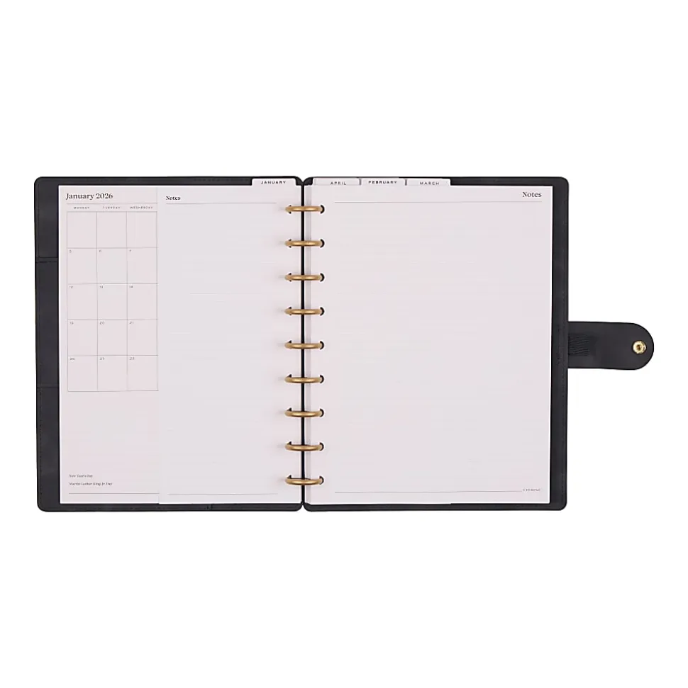 2026 Citrine Monthly/Weekly Classic Disc Bound Planner, 7" x 9-1/4", Midnight, January To December, PD0123C001