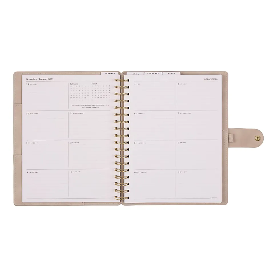 2026 Citrine Monthly/Weekly Classic Customizable Twin Loop Planner, 7" x 9-1/4", Mocha, January To December, PZ0026C017