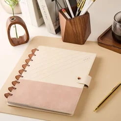 2026 Citrine Monthly/Weekly Classic Disc Bound Planner, 7" x 9-1/4", Ivory Diagonals, January To December, PD0123C007