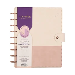 2026 Citrine Monthly/Weekly Classic Disc Bound Planner, 7" x 9-1/4", Ivory Diagonals, January To December, PD0123C007