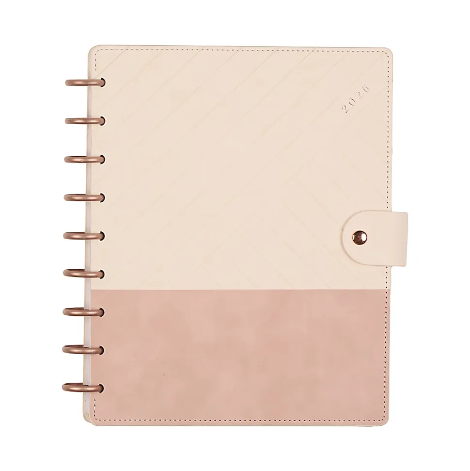 2026 Citrine Monthly/Weekly Classic Disc Bound Planner, 7" x 9-1/4", Ivory Diagonals, January To December, PD0123C007