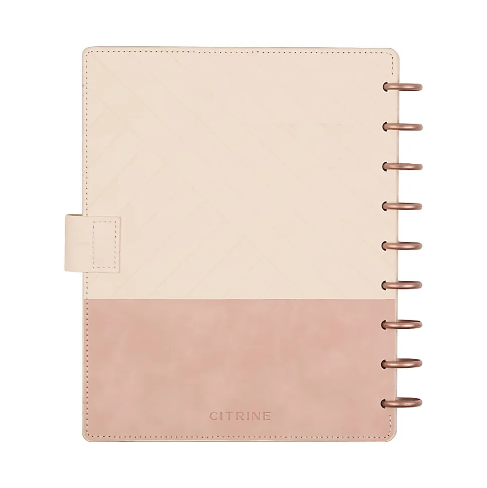 2026 Citrine Monthly/Weekly Classic Disc Bound Planner, 7" x 9-1/4", Ivory Diagonals, January To December, PD0123C007