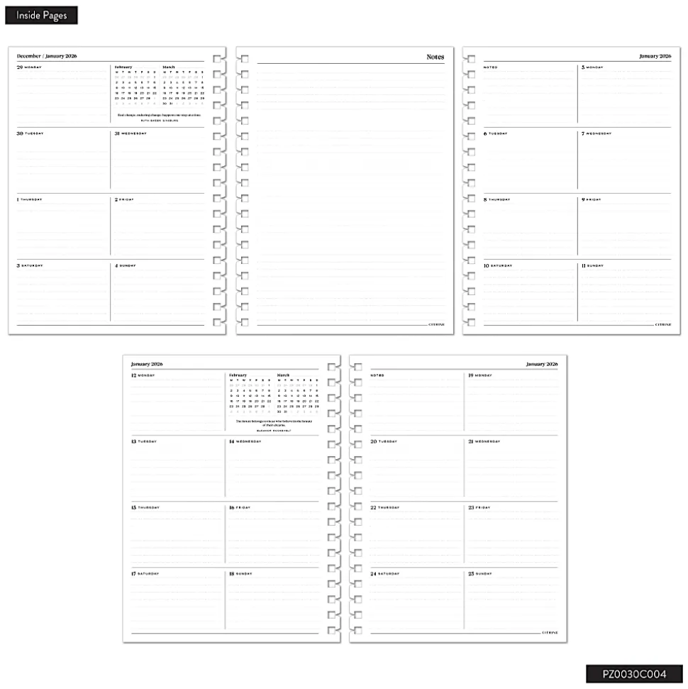 2026 Citrine Monthly/Weekly Classic Customizable Twin Loop Planner, 7" x 9-1/4", Navy Blue, January To December, PZ0030C004