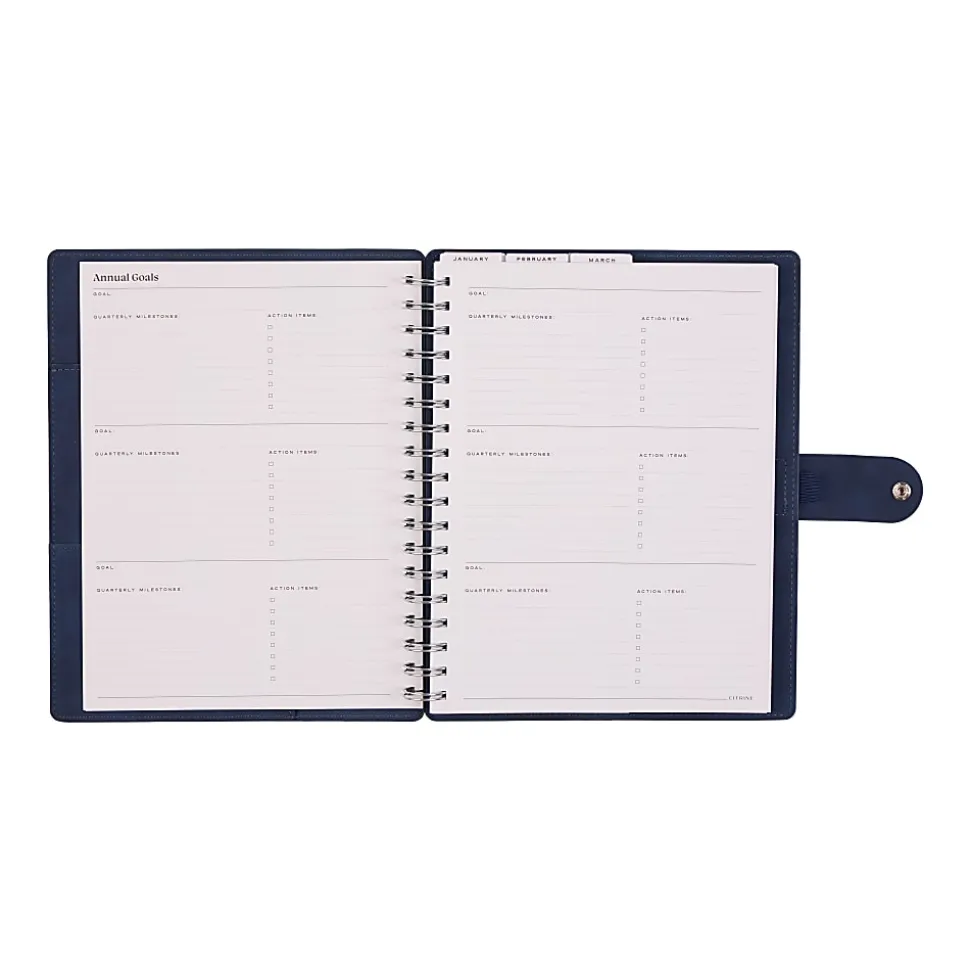 2026 Citrine Monthly/Weekly Classic Customizable Twin Loop Planner, 7" x 9-1/4", Navy Blue, January To December, PZ0030C004