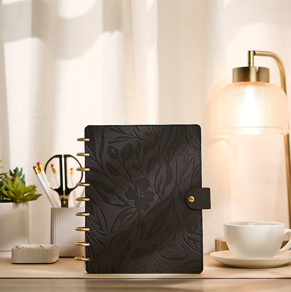 Citrine Monthly/Weekly Classic Disc-Bound Academic Planner, 7" x 9-1/4", Midnight Floral, July 2026 to June 2027, Total Quantity 1