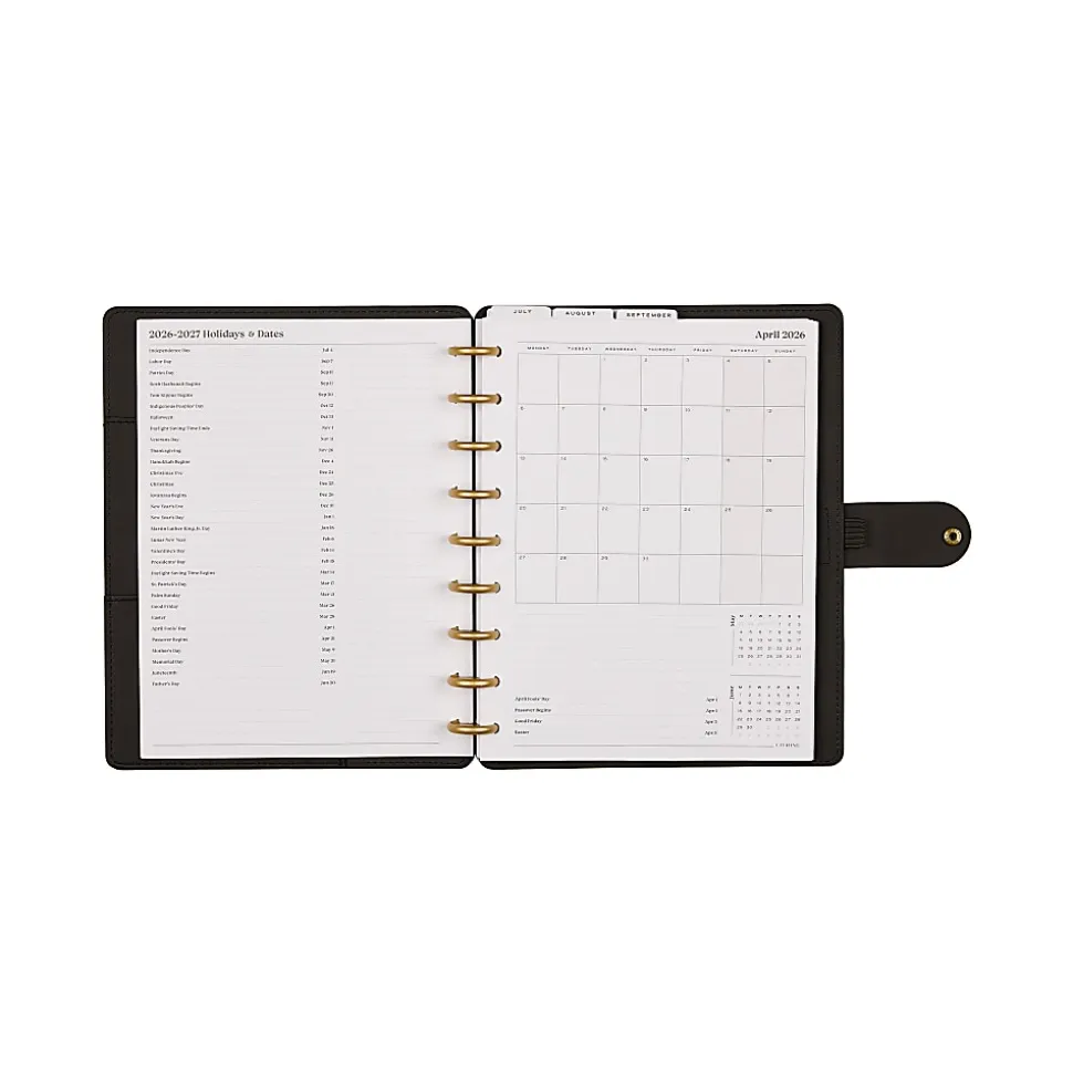 Citrine Monthly/Weekly Classic Disc-Bound Academic Planner, 7" x 9-1/4", Midnight Floral, July 2026 to June 2027, Total Quantity 1