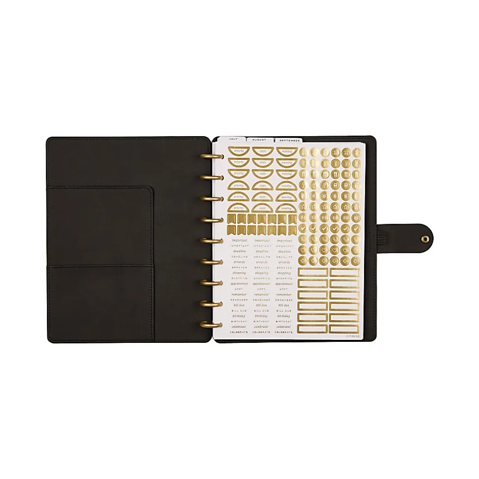 Citrine Monthly/Weekly Classic Disc-Bound Academic Planner, 7" x 9-1/4", Midnight Floral, July 2026 to June 2027, Total Quantity 1