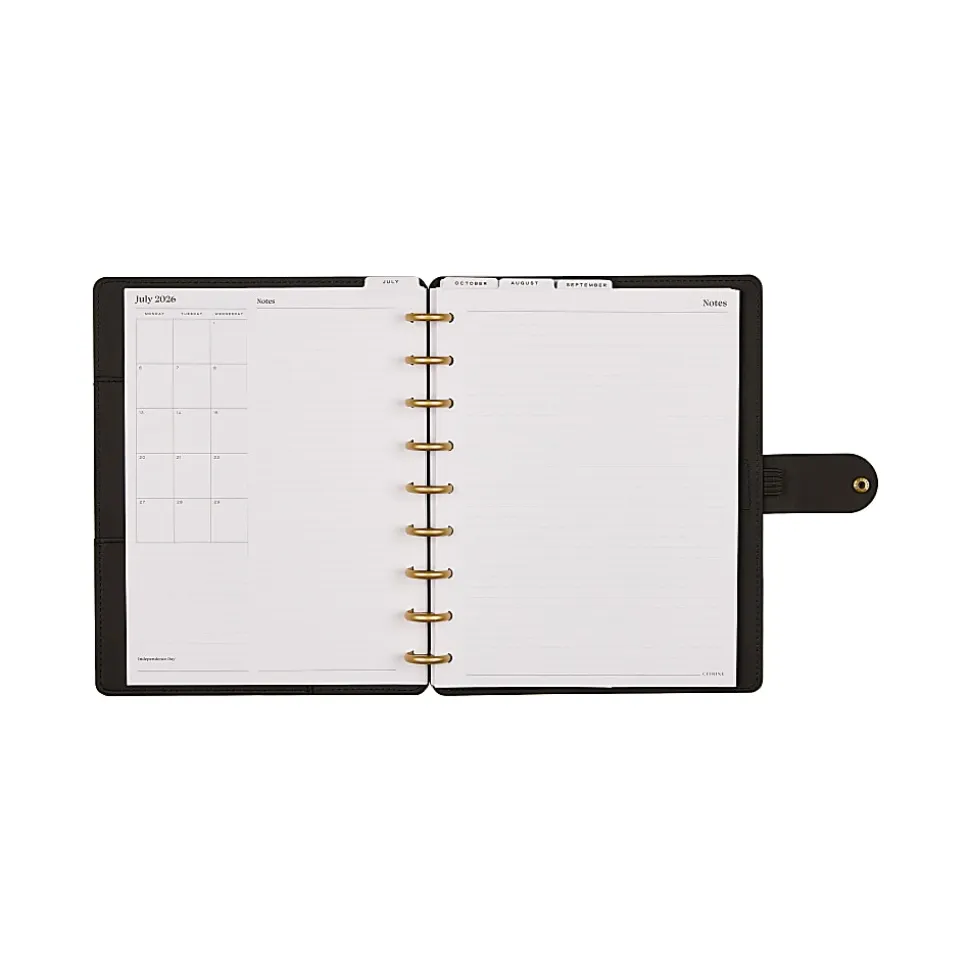 Citrine Monthly/Weekly Classic Disc-Bound Academic Planner, 7" x 9-1/4", Midnight Floral, July 2026 to June 2027, Total Quantity 1
