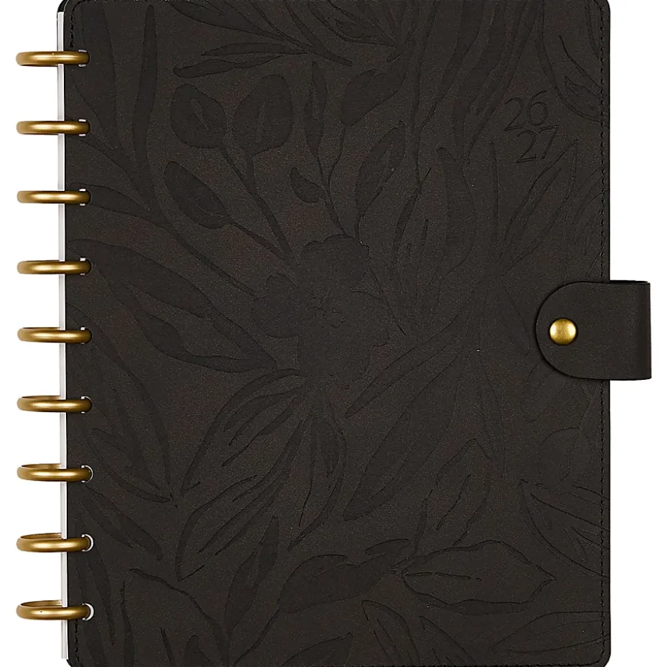 Citrine Monthly/Weekly Classic Disc-Bound Academic Planner, 7" x 9-1/4", Midnight Floral, July 2026 to June 2027, Total Quantity 1