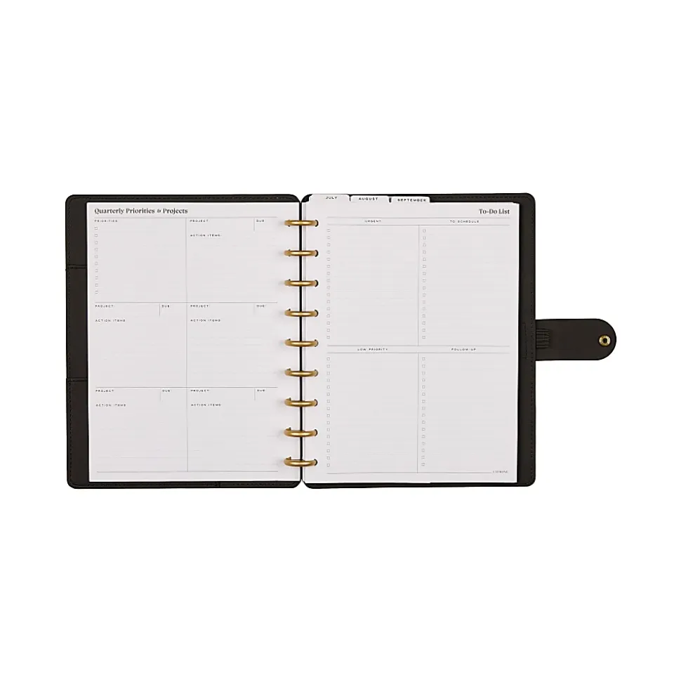 Citrine Monthly/Weekly Classic Disc-Bound Academic Planner, 7" x 9-1/4", Midnight Floral, July 2026 to June 2027, Total Quantity 1