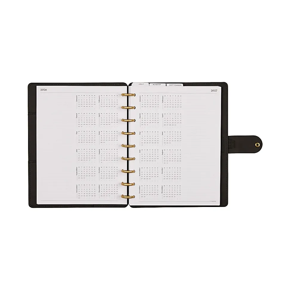 Citrine Monthly/Weekly Classic Disc-Bound Academic Planner, 7" x 9-1/4", Midnight Floral, July 2026 to June 2027, Total Quantity 1