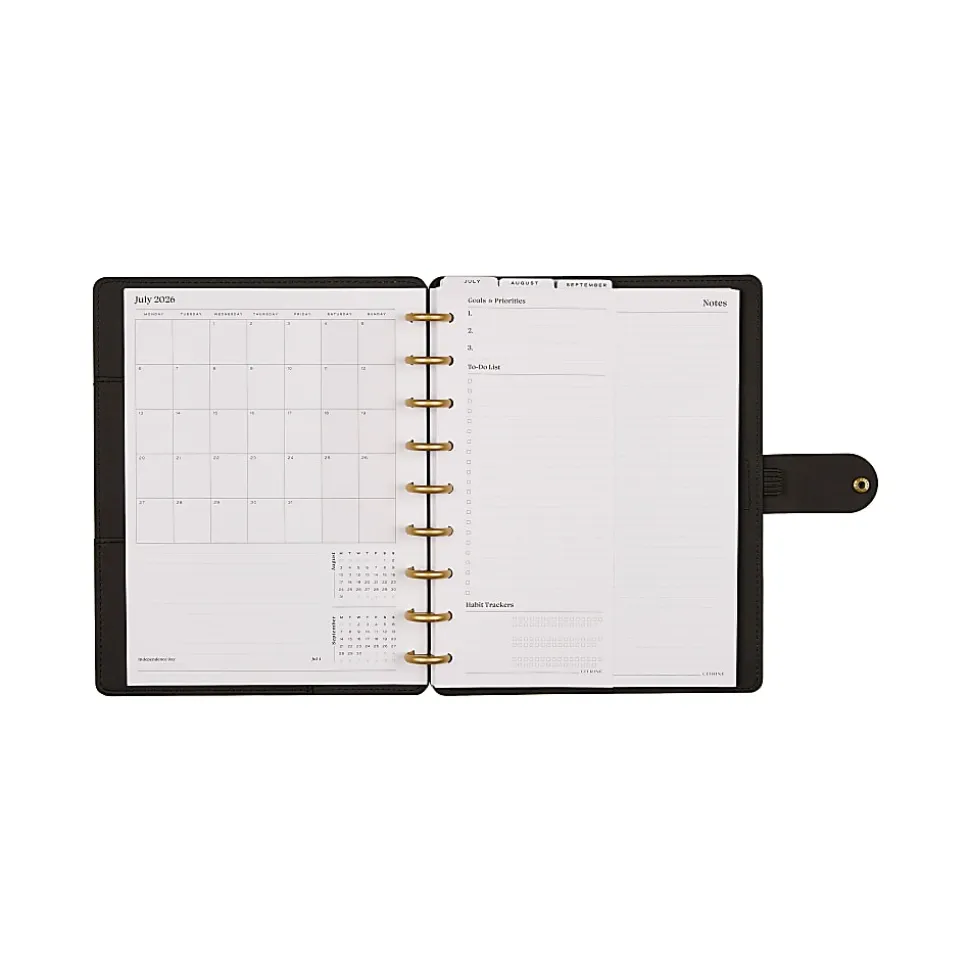 Citrine Monthly/Weekly Classic Disc-Bound Academic Planner, 7" x 9-1/4", Midnight Floral, July 2026 to June 2027, Total Quantity 1
