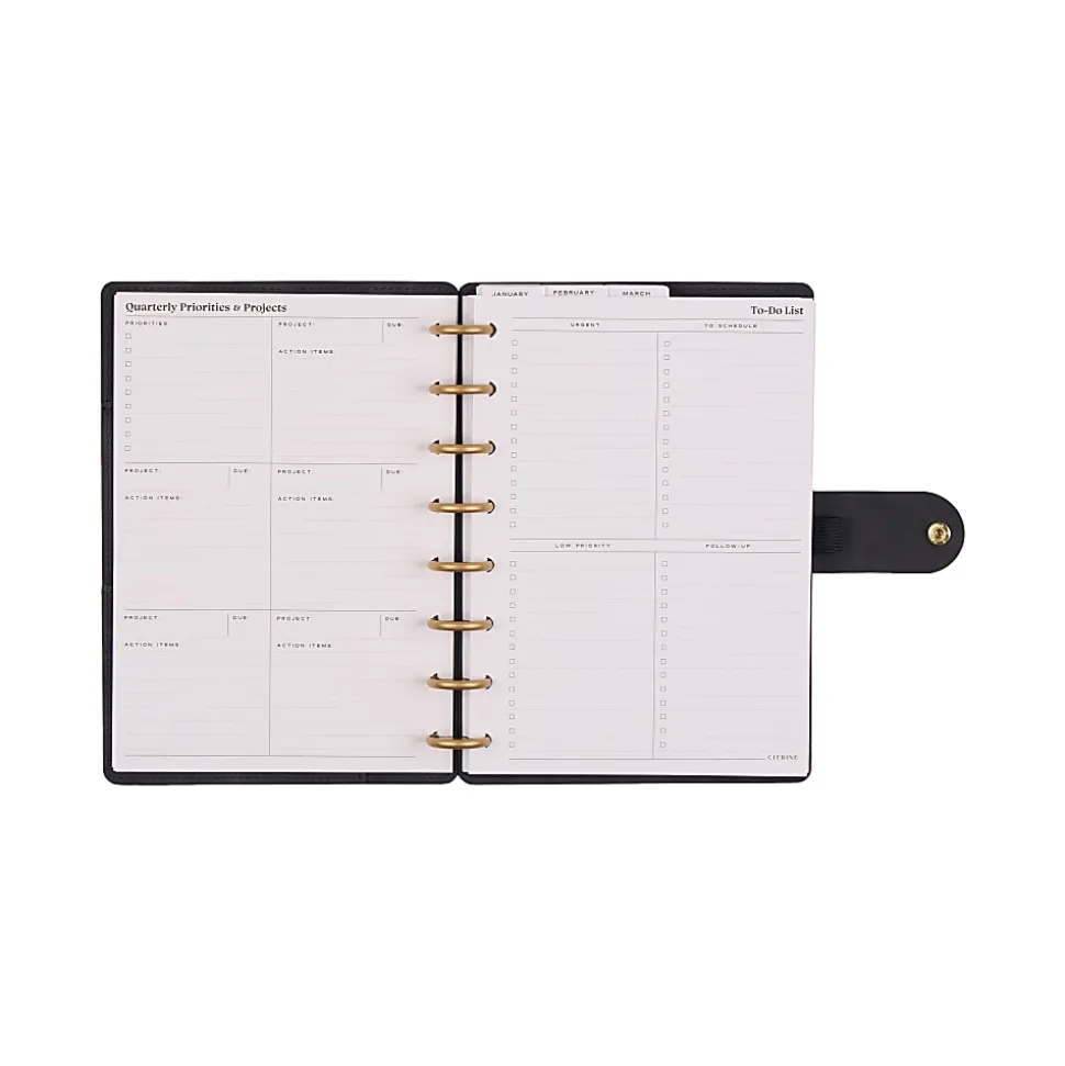 2026 Citrine Monthly/Weekly Small Disc Bound Planner, 5-3/4” x 8”, Midnight Bow, January To December, PD0124S009
