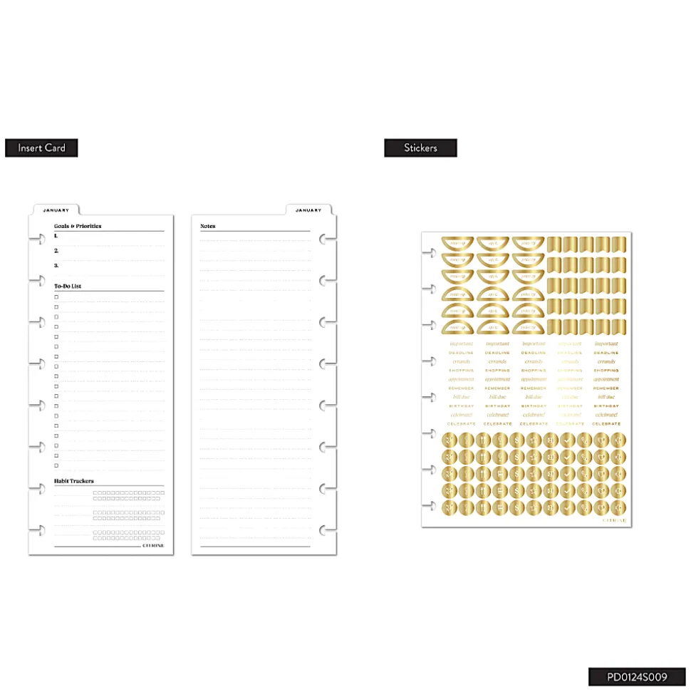 2026 Citrine Monthly/Weekly Small Disc Bound Planner, 5-3/4” x 8”, Midnight Bow, January To December, PD0124S009