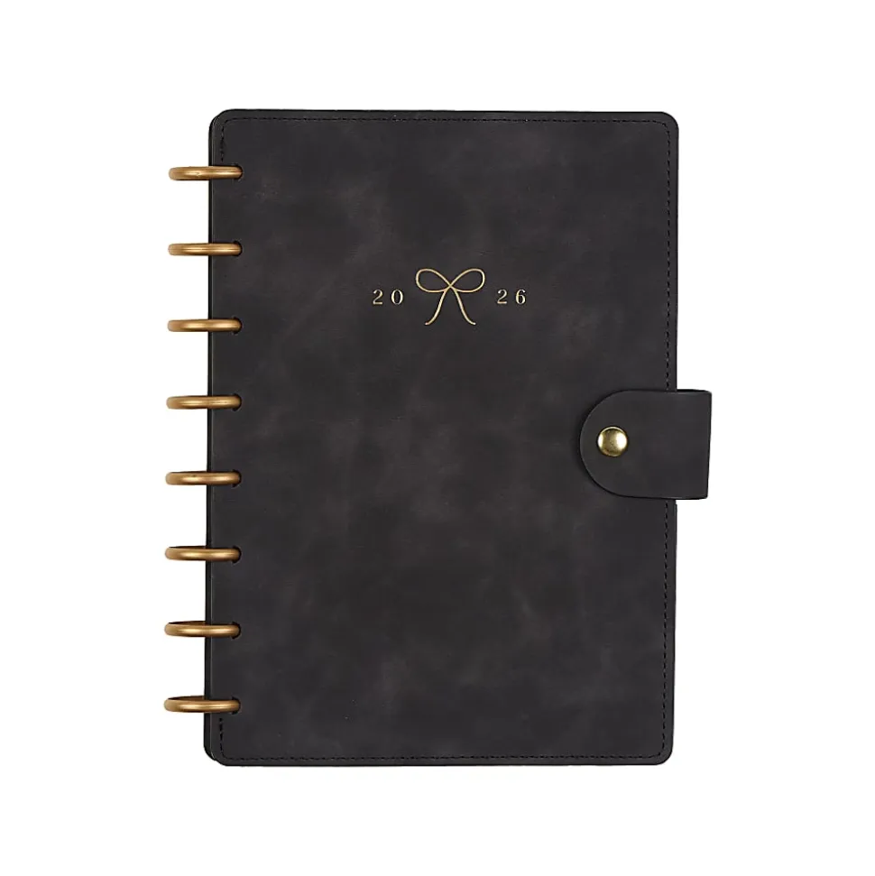 2026 Citrine Monthly/Weekly Small Disc Bound Planner, 5-3/4” x 8”, Midnight Bow, January To December, PD0124S009