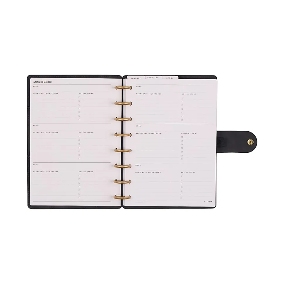 2026 Citrine Monthly/Weekly Small Disc Bound Planner, 5-3/4” x 8”, Midnight Bow, January To December, PD0124S009