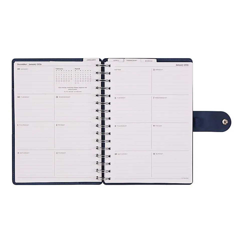 2026 Citrine Monthly/Weekly Small Customizable Twin Loop Planner, 5-3/4" x 8", Navy Blue, January To December, PZ0031S002