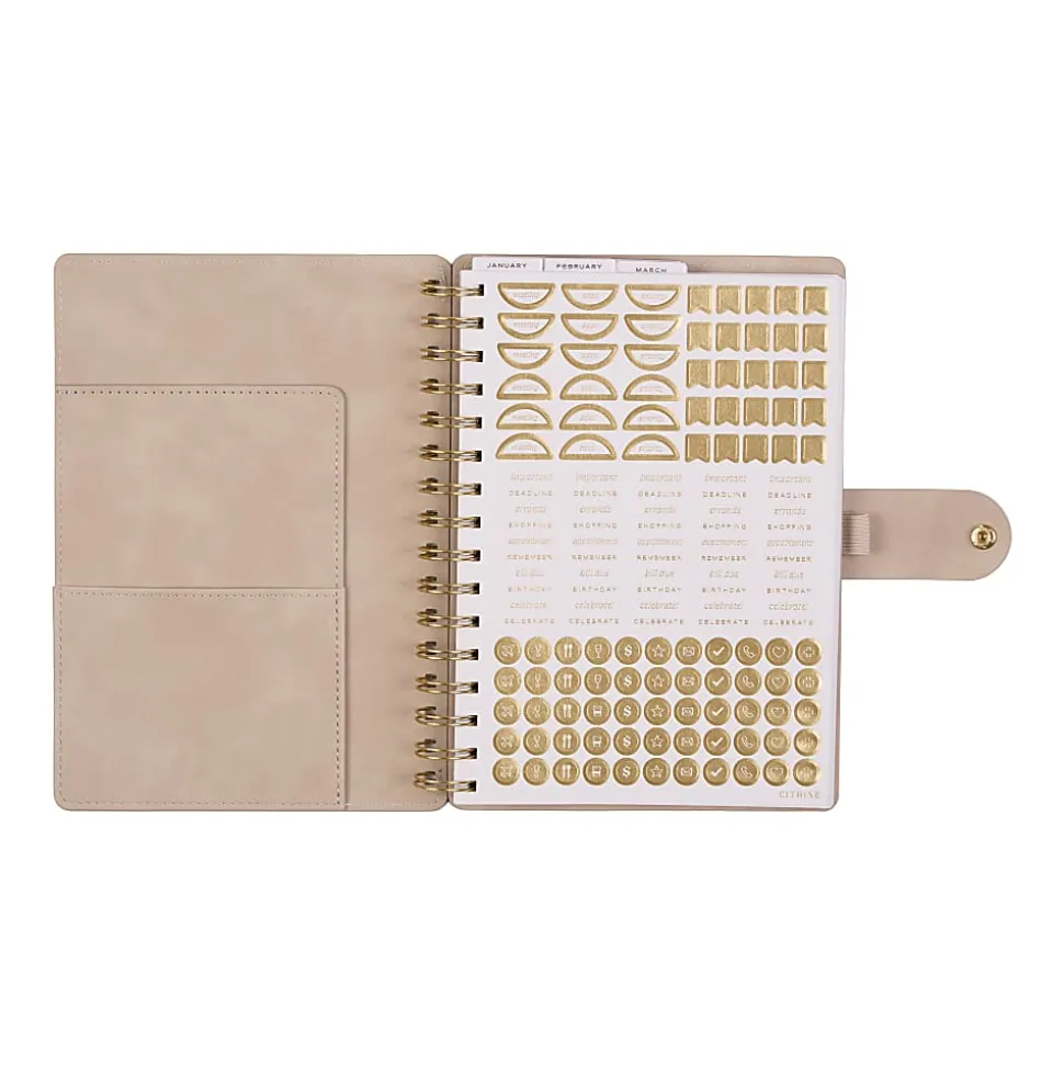 2026 Citrine Monthly/Weekly Small Customizable Twin Loop Planner, 5-3/4" x 8", Mocha, January To December, PZ0027S017