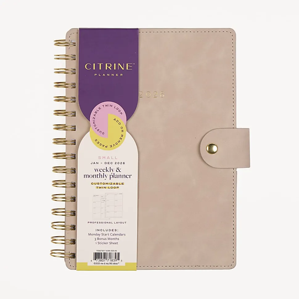 2026 Citrine Monthly/Weekly Small Customizable Twin Loop Planner, 5-3/4" x 8", Mocha, January To December, PZ0027S017