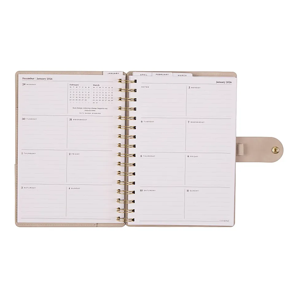 2026 Citrine Monthly/Weekly Small Customizable Twin Loop Planner, 5-3/4" x 8", Mocha, January To December, PZ0027S017