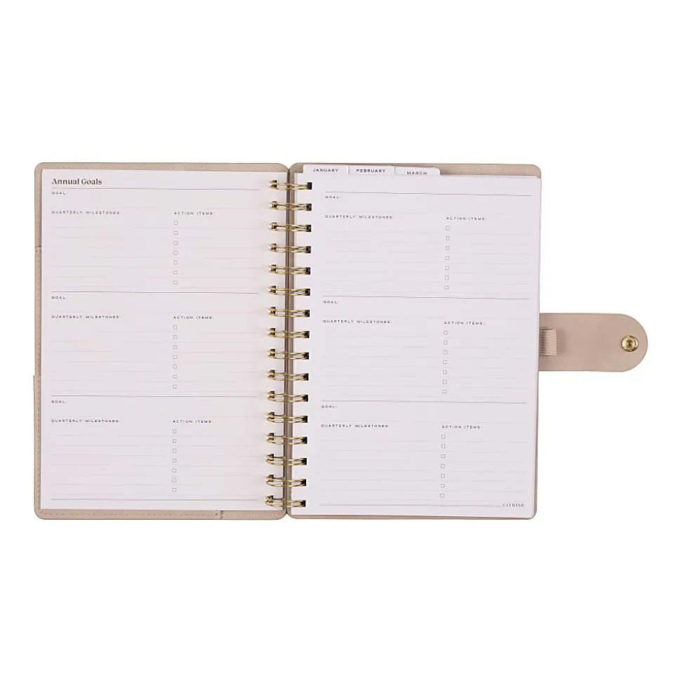 2026 Citrine Monthly/Weekly Small Customizable Twin Loop Planner, 5-3/4" x 8", Mocha, January To December, PZ0027S017