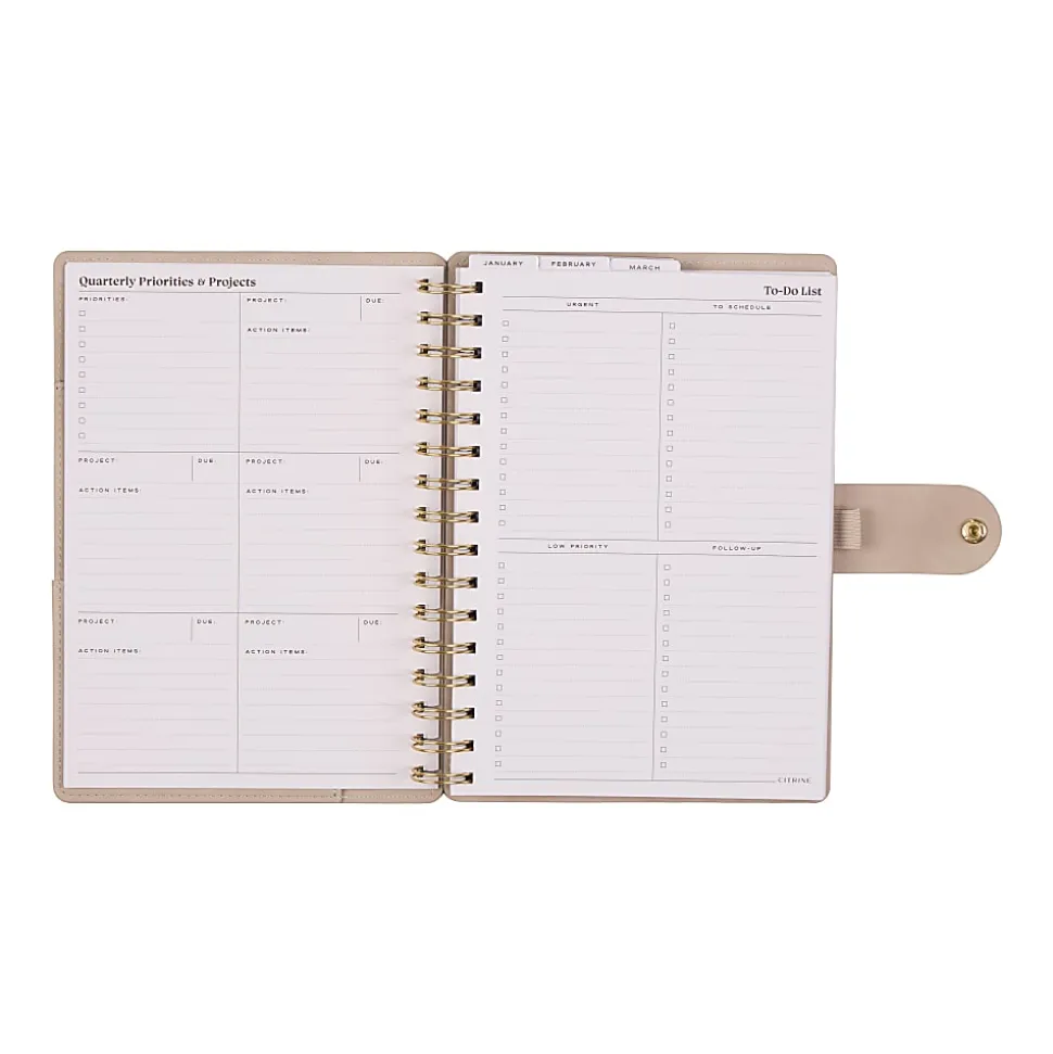 2026 Citrine Monthly/Weekly Small Customizable Twin Loop Planner, 5-3/4" x 8", Mocha, January To December, PZ0027S017