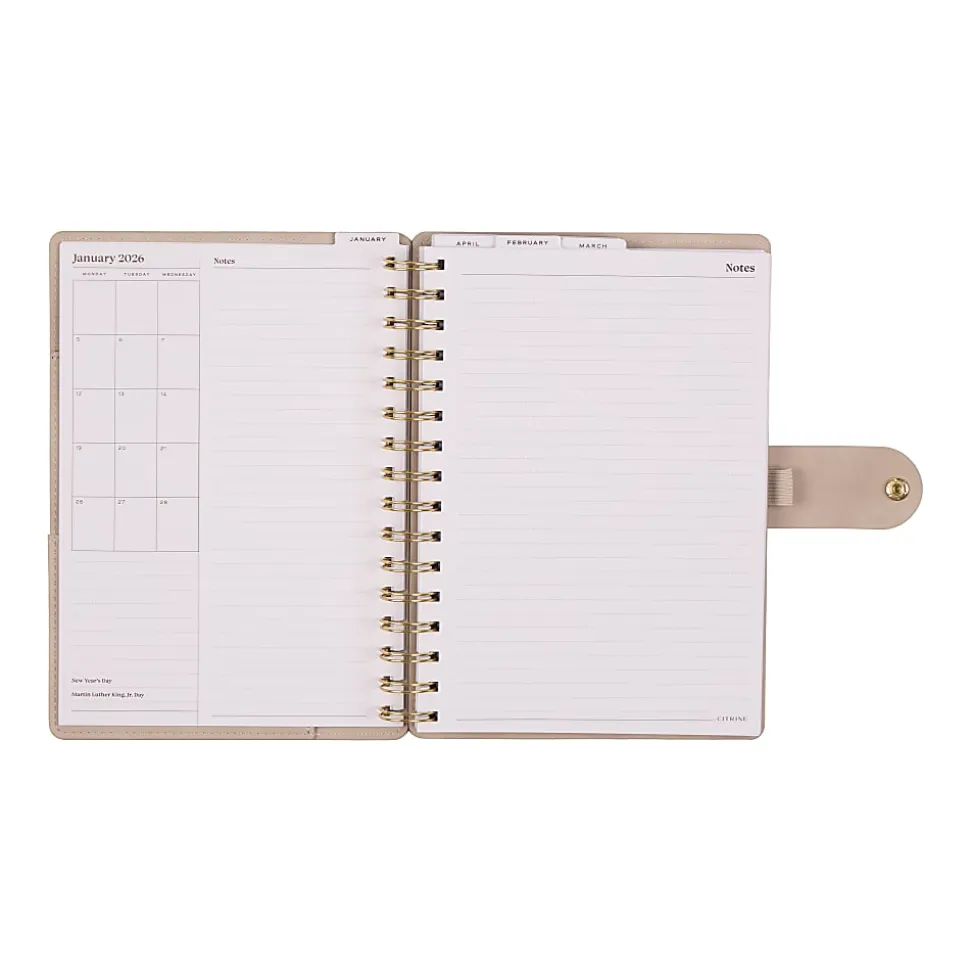 2026 Citrine Monthly/Weekly Small Customizable Twin Loop Planner, 5-3/4" x 8", Mocha, January To December, PZ0027S017