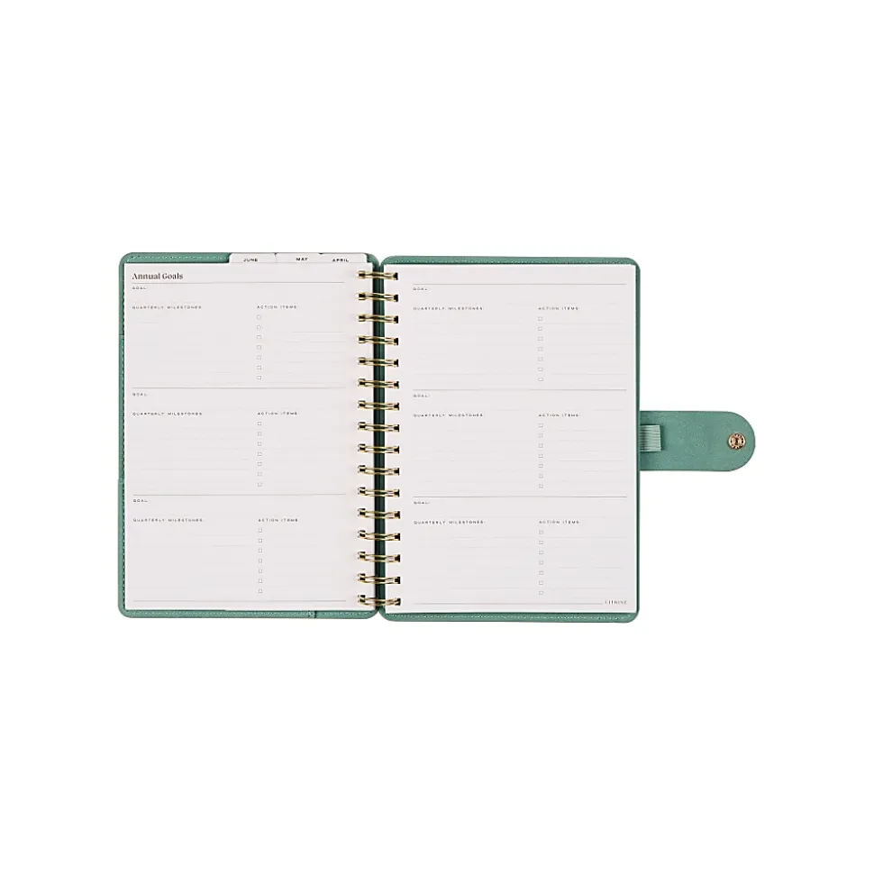 Citrine 12-Month Monthly/Weekly Twin Loop Planner, 5-13/16" x 8", Sage Waves, July 2026-June 2027, Total Qty 1