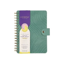 Citrine 12-Month Monthly/Weekly Twin Loop Planner, 5-13/16" x 8", Sage Waves, July 2026-June 2027, Total Qty 1