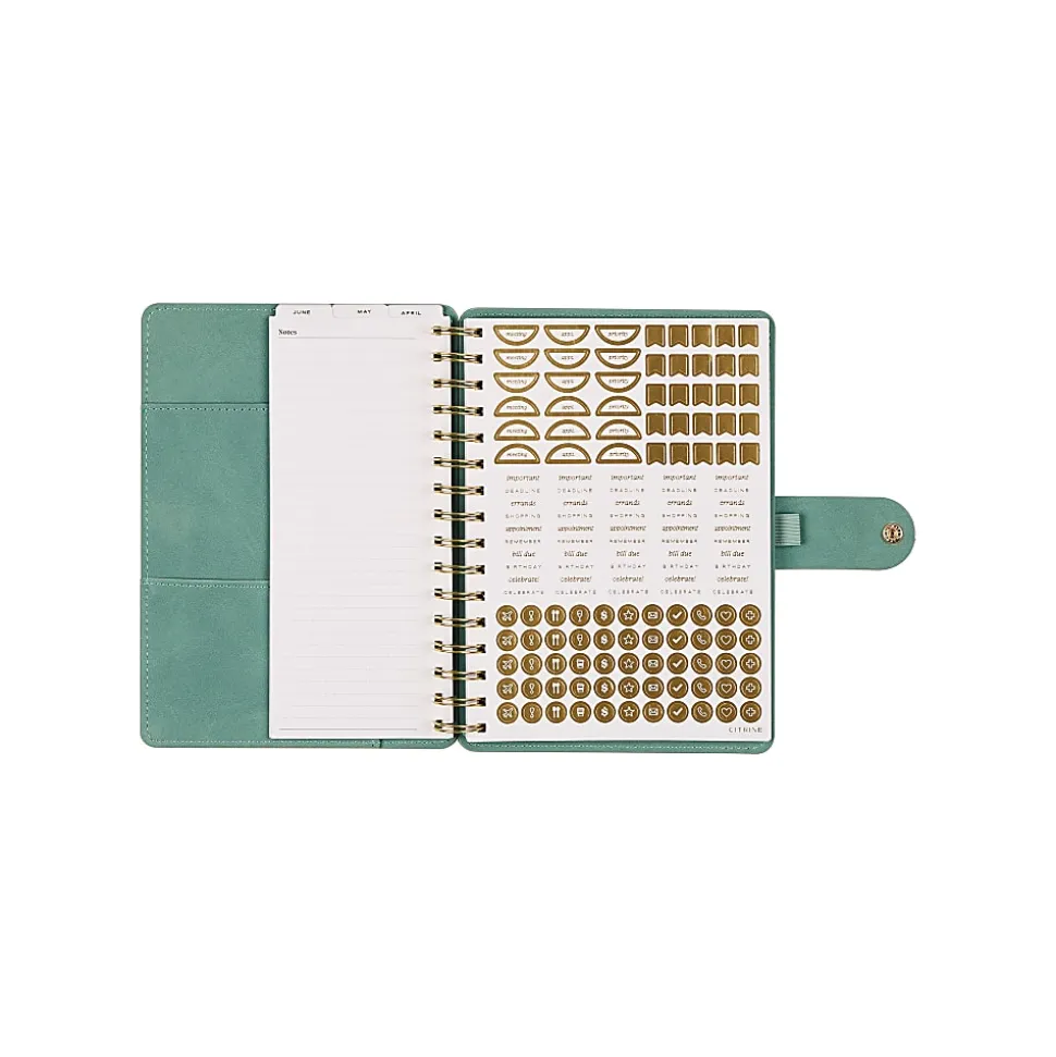 Citrine 12-Month Monthly/Weekly Twin Loop Planner, 5-13/16" x 8", Sage Waves, July 2026-June 2027, Total Qty 1