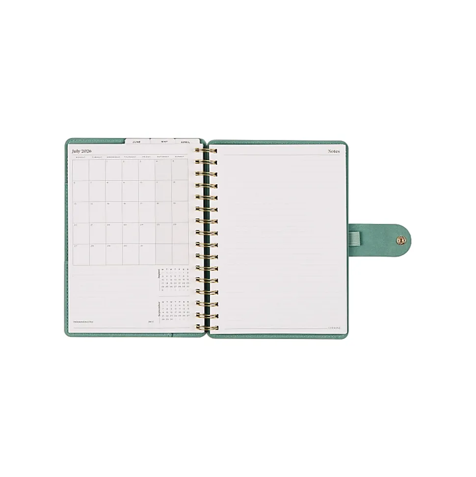 Citrine 12-Month Monthly/Weekly Twin Loop Planner, 5-13/16" x 8", Sage Waves, July 2026-June 2027, Total Qty 1