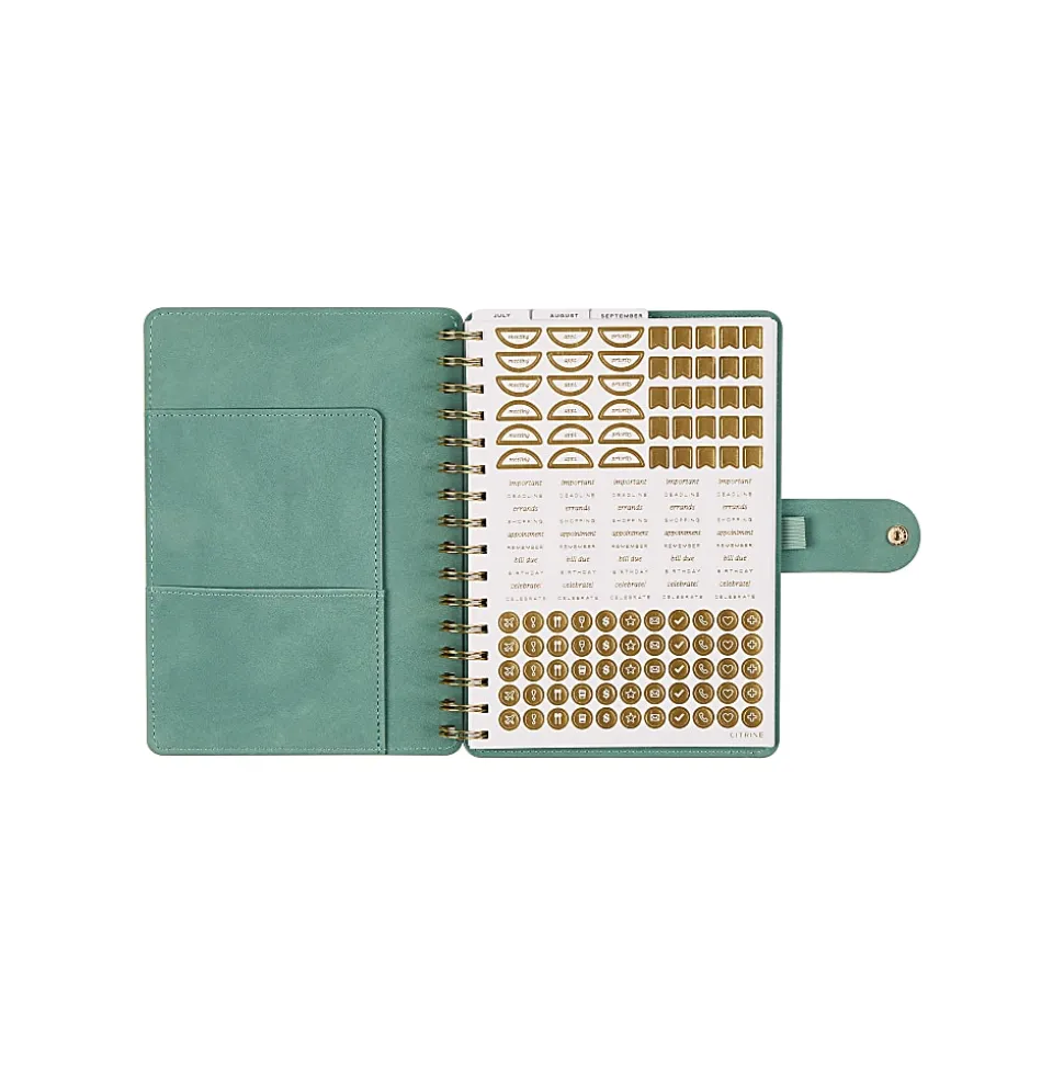 Citrine 12-Month Monthly/Weekly Twin Loop Planner, 5-13/16" x 8", Sage Waves, July 2026-June 2027, Total Qty 1