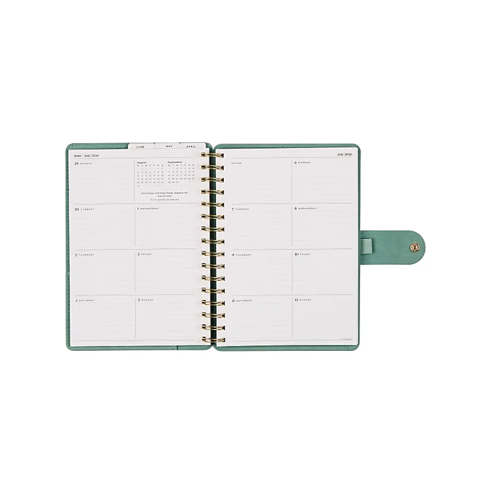 Citrine 12-Month Monthly/Weekly Twin Loop Planner, 5-13/16" x 8", Sage Waves, July 2026-June 2027, Total Qty 1