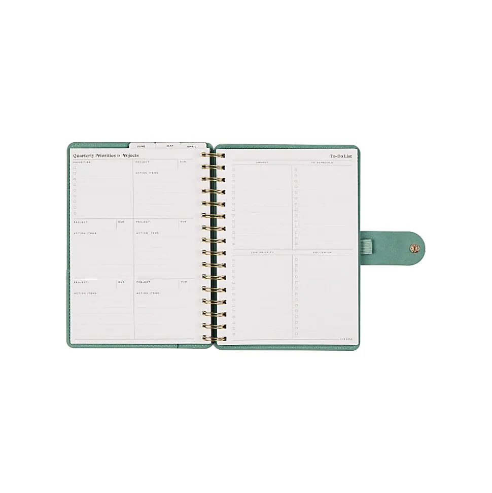 Citrine 12-Month Monthly/Weekly Twin Loop Planner, 5-13/16" x 8", Sage Waves, July 2026-June 2027, Total Qty 1