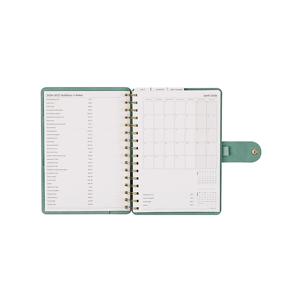 Citrine 12-Month Monthly/Weekly Twin Loop Planner, 5-13/16" x 8", Sage Waves, July 2026-June 2027, Total Qty 1