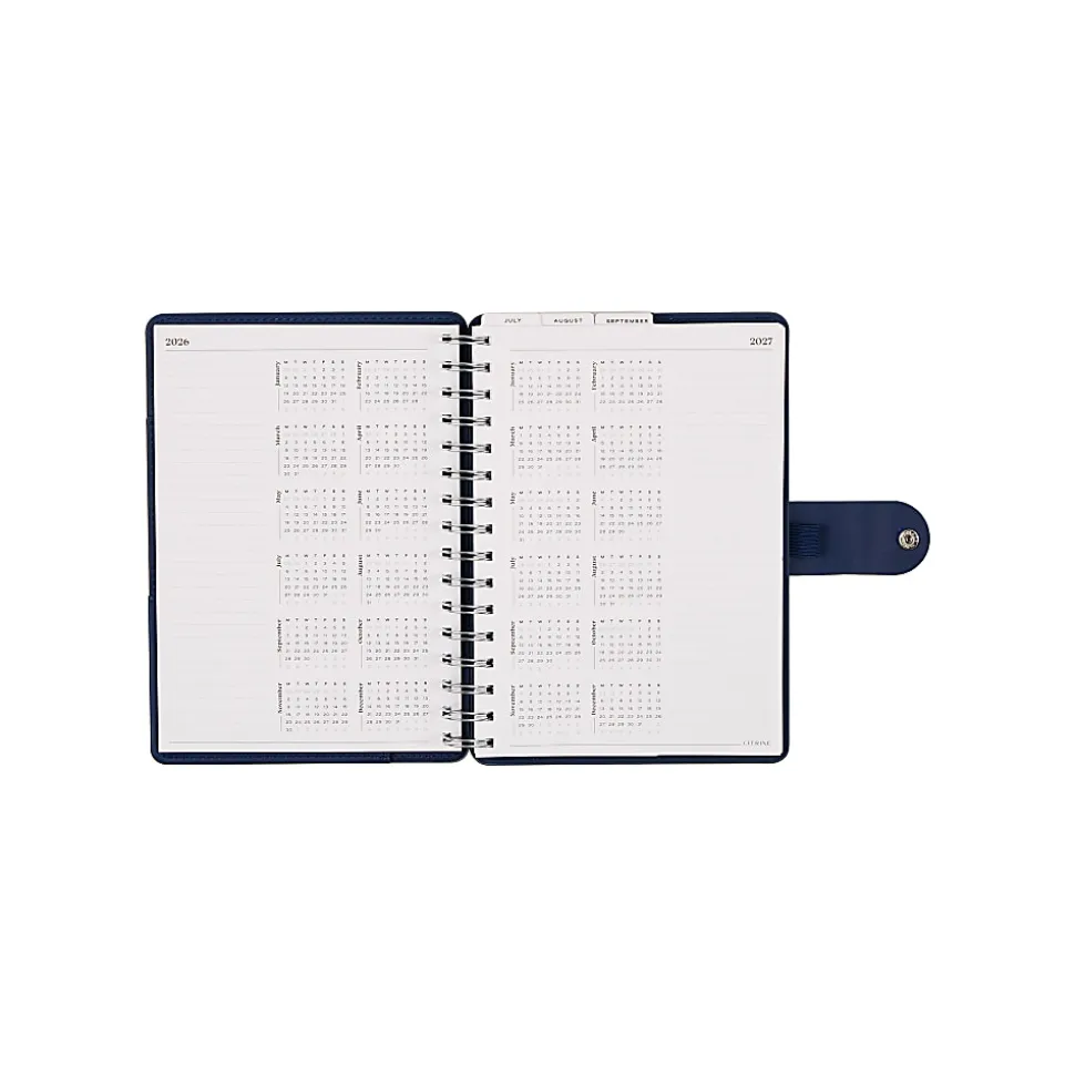 Citrine 12-Month Monthly/Weekly Twin Loop Planner, 5-13/16" x 8", Navy Bow, July 2026-June 2027, Total Qty 1
