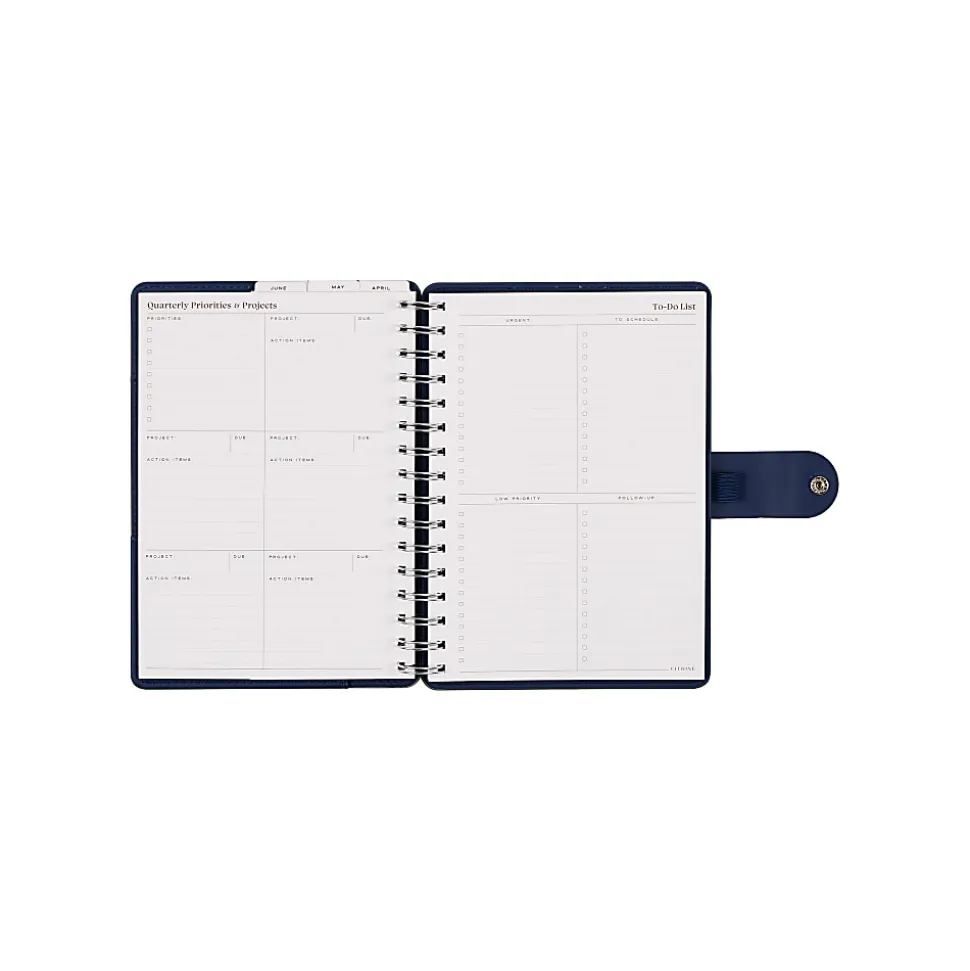 Citrine 12-Month Monthly/Weekly Twin Loop Planner, 5-13/16" x 8", Navy Bow, July 2026-June 2027, Total Qty 1