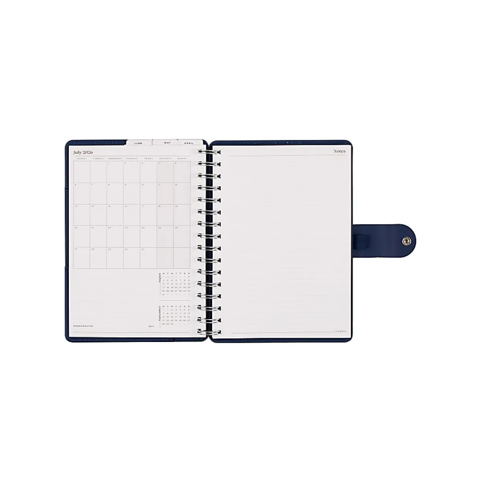 Citrine 12-Month Monthly/Weekly Twin Loop Planner, 5-13/16" x 8", Navy Bow, July 2026-June 2027, Total Qty 1