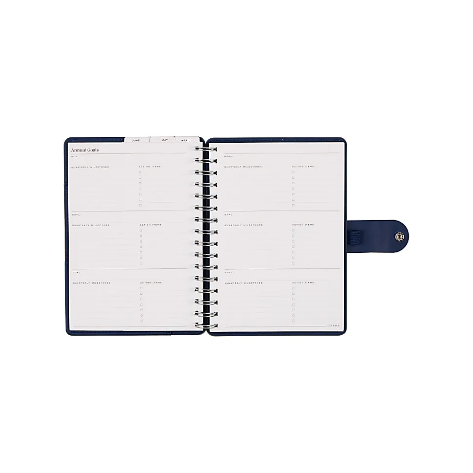 Citrine 12-Month Monthly/Weekly Twin Loop Planner, 5-13/16" x 8", Navy Bow, July 2026-June 2027, Total Qty 1