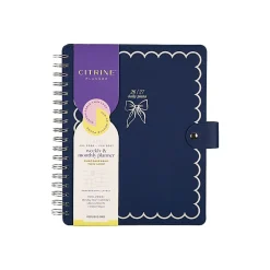 Citrine 12-Month Monthly/Weekly Classic Customizable Twin Loop Planner, 7" x 9-1/4", Navy Bow, July 2026-June 2027, Total Qty 1