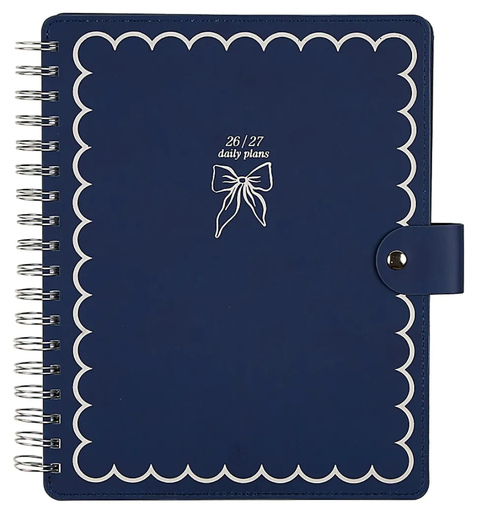 Citrine 12-Month Monthly/Weekly Classic Customizable Twin Loop Planner, 7" x 9-1/4", Navy Bow, July 2026-June 2027, Total Qty 1