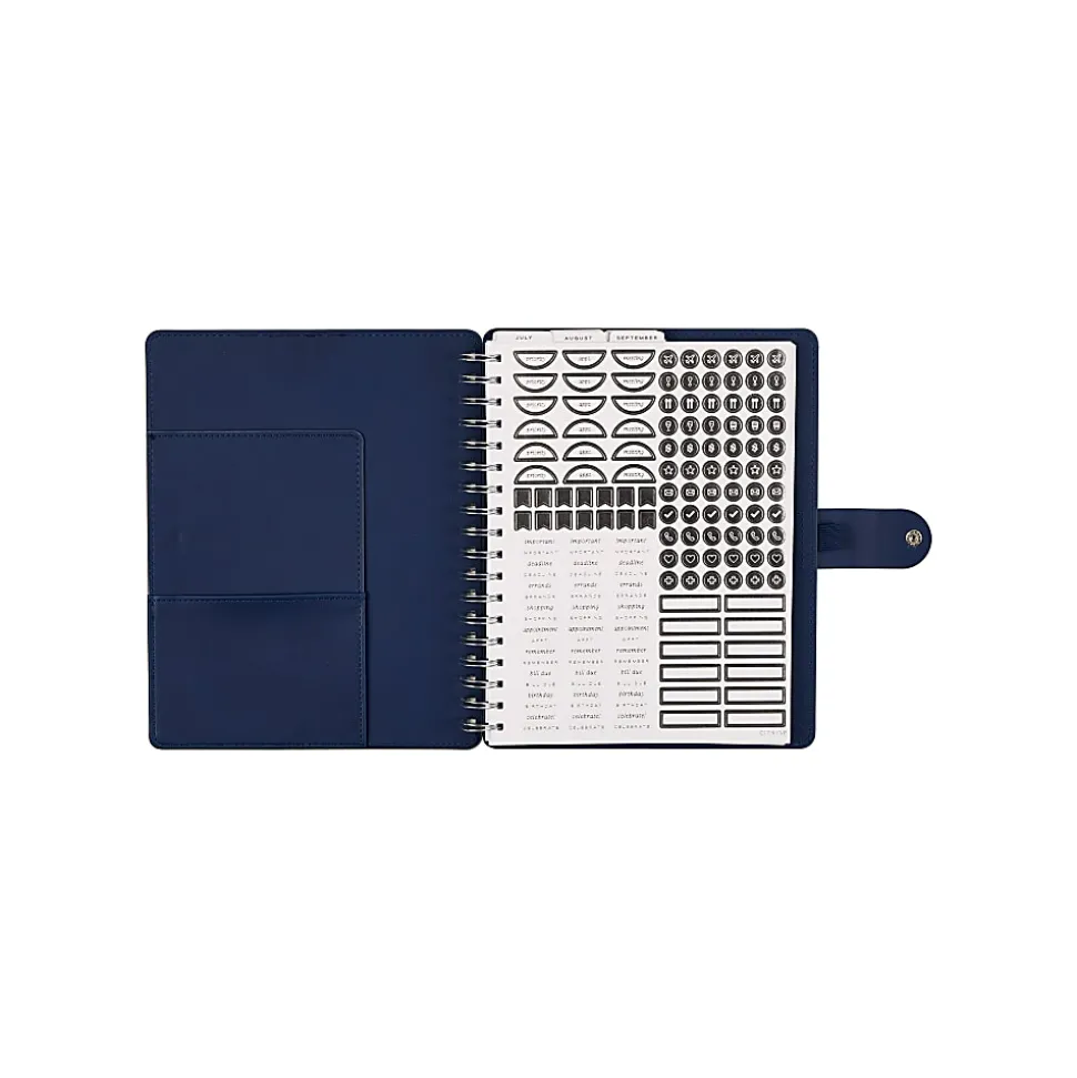 Citrine 12-Month Monthly/Weekly Classic Customizable Twin Loop Planner, 7" x 9-1/4", Navy Bow, July 2026-June 2027, Total Qty 1